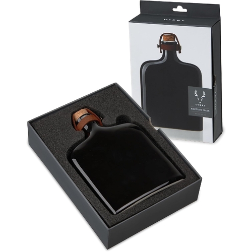 Viski Irving Nautilus Ceramic Flask in Black