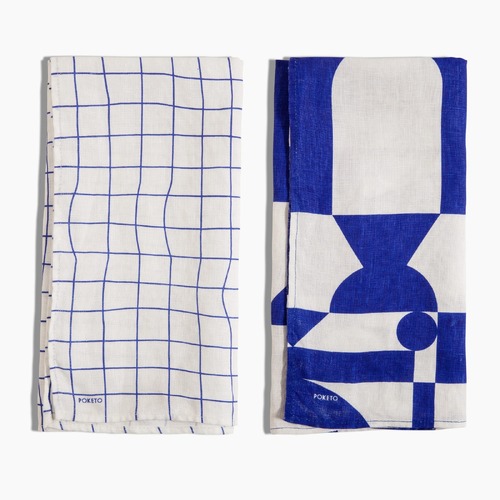 Linen Tea Towel Set of 2 in Blue