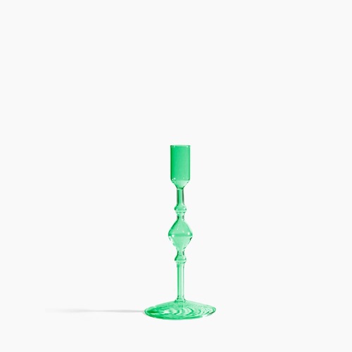 Glass Candlestick Holder in Tall - Green