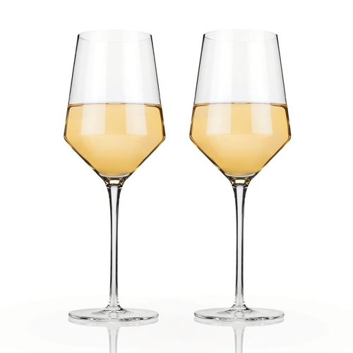 Angled Crystal Chardonnay Glasses by Viski