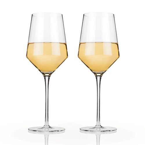 Angled Crystal Chardonnay Glasses by Viski