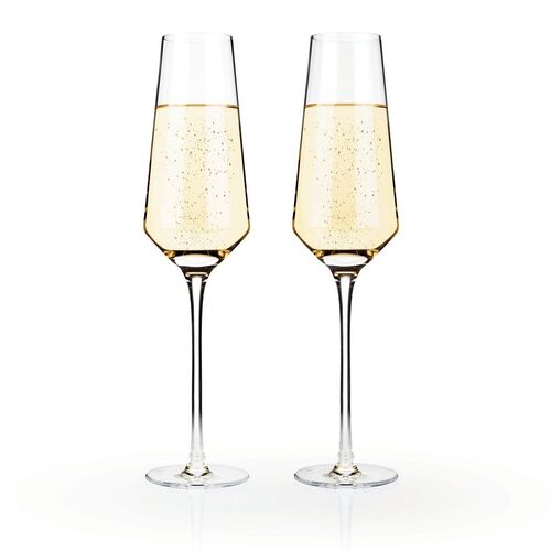 Angled Crystal Champagne Flutes by Viski