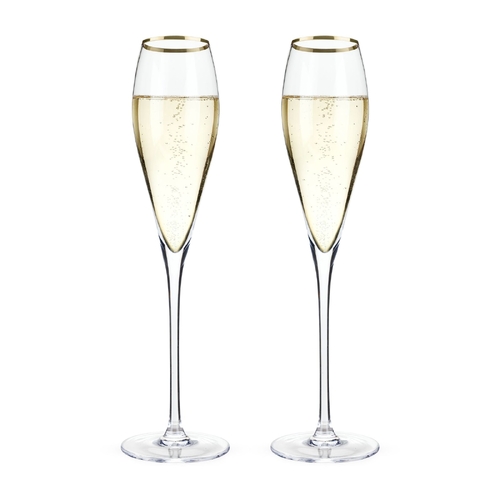 Gold-Rimmed Crystal Champagne Flutes by Viski