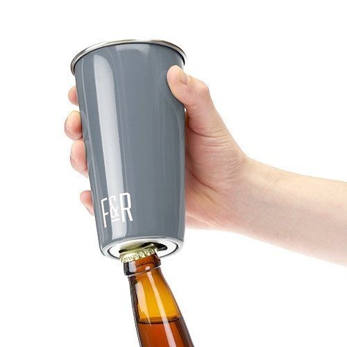 Bottle Opening Pint Cup Set of 2 - Grey.