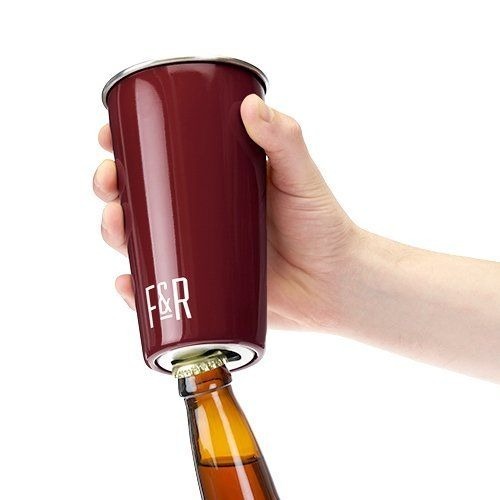 Bottle Opening Pint Cup Set of 2 - Burgundy.