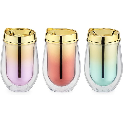 Assorted Metallic Ombre Stemless Wine Tumblers by Blush - Case of 12