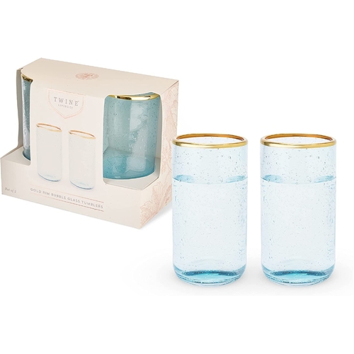 Aqua Bubble Glass Tumbler Set by Twine