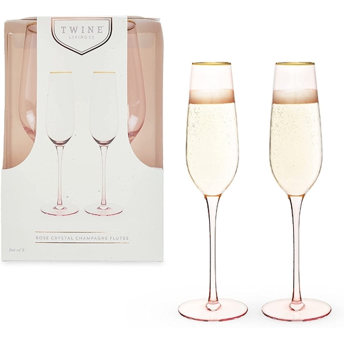 Rose Crystal Champagne Flute Set by Twine