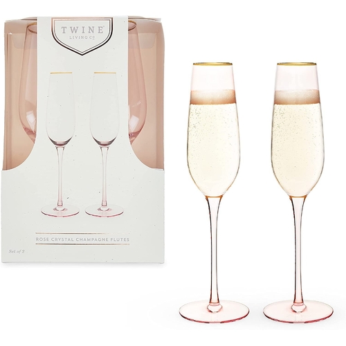 Rose Crystal Champagne Flute Set by Twine