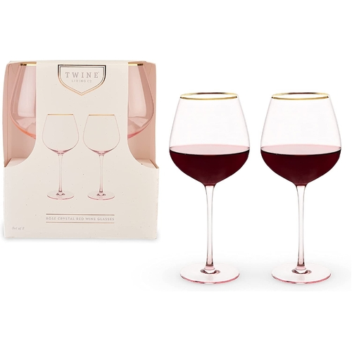 Rose Crystal Red Wine Glass Set by Twine