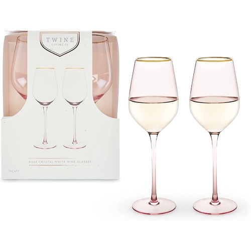 Rose Crystal White Wine Glass Set by Twine