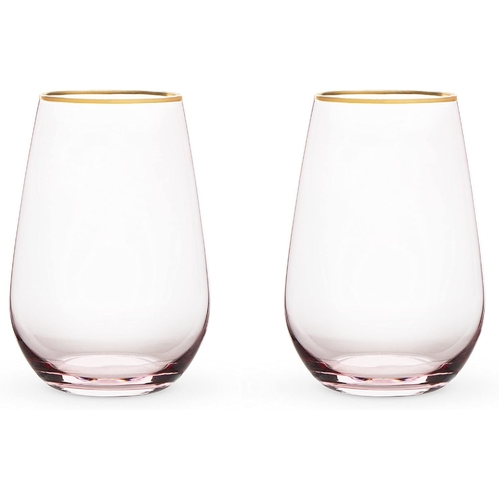 Rose Crystal Stemless Wine Glass Set by Twine