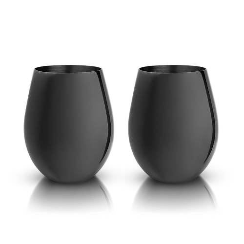 Viski Gunmetal Stemless Wine Glasses Set of 2