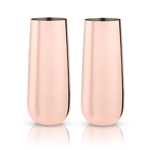 Viski Copper Stemless Champagne Flutes Set of 2