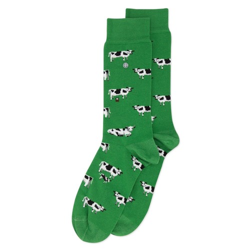 Cows Green/White Socks - Medium
