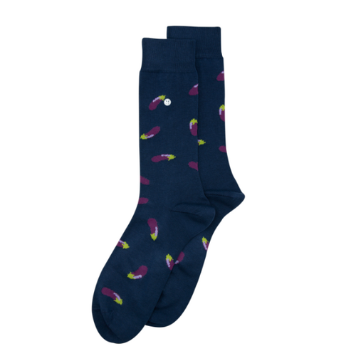 Eggplant Socks Navy - Medium