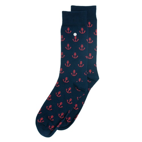 Anchor Man Navy/Red Socks - Medium