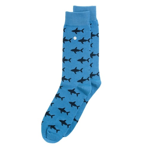Shark Attack Blue/Navy Socks - Medium