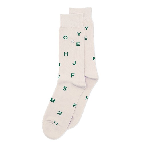 Letters Cream/Green Socks - Small