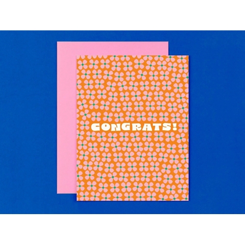 Congrats Flowers Pattern Card