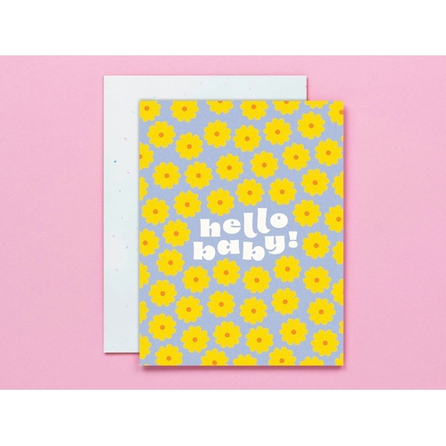 Hello Baby Flower Pattern Card