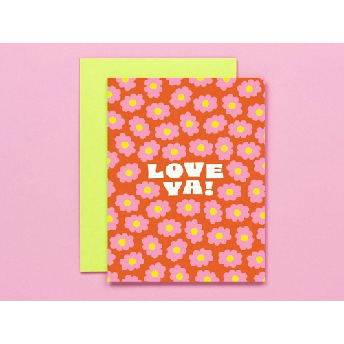 Love Ya Flower Pattern Greeting Card