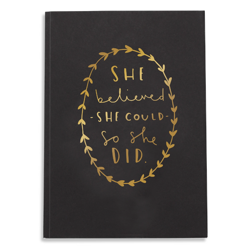 She Believed She Could So She Did Notebook - Black