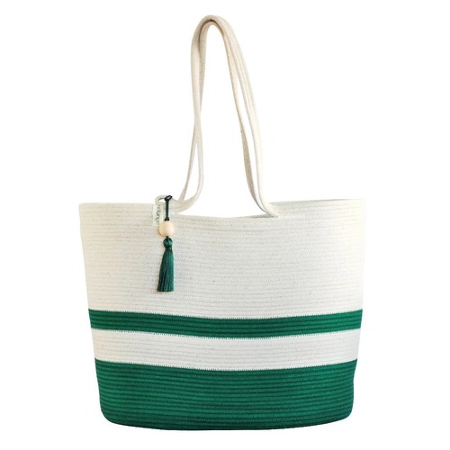 Green + Ivory Shopper Bag