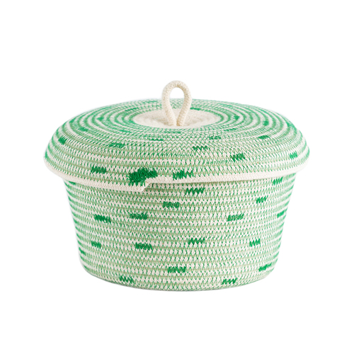 Stitched Greenery Lidded Basket