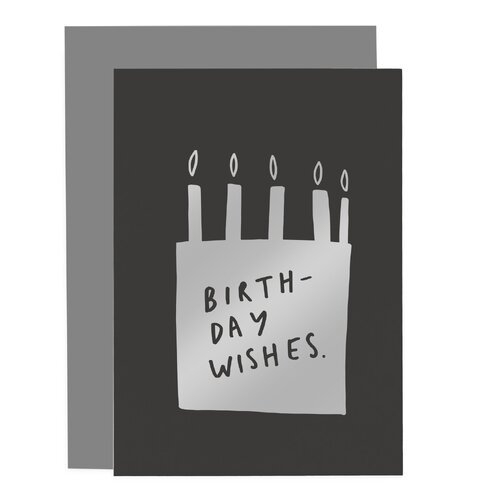 Birthday Wishes Cake Silver Card