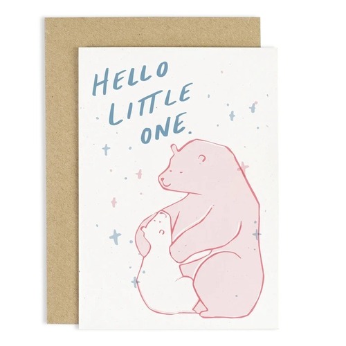 Hello Little One Bear Card.