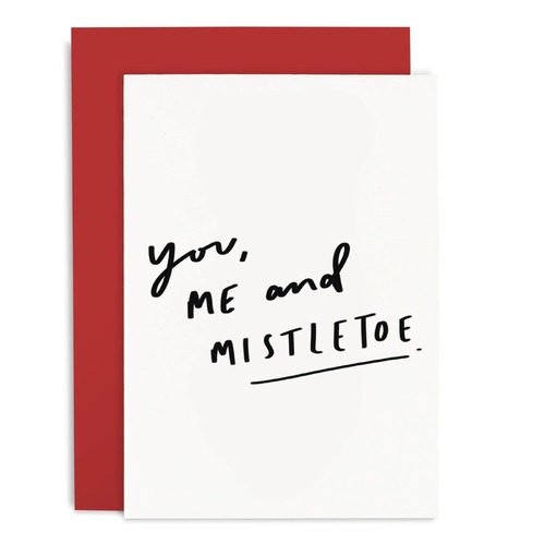 Mistletoe Red Christmas Card.