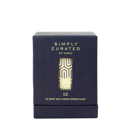 Cocktail Collection Peony + Salt Soy Candle. 22K Gold Screen Printed Glass.