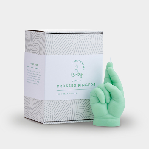 Crossed Fingers Baby Hand Candle Green