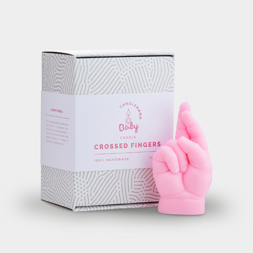 Crossed Fingers Baby Hand Candle Pink