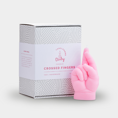 Crossed Fingers Baby Hand Candle Pink