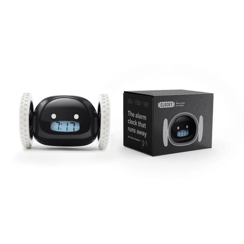 Black Clocky® Alarm Clock on Wheels