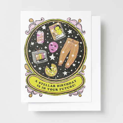 Risograph Card - Stellar Bday In Your Future