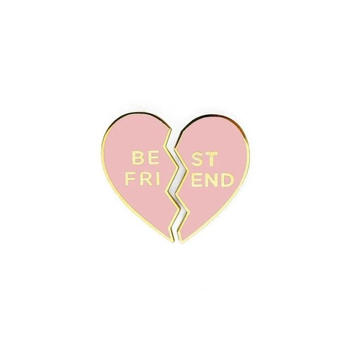 Best Friends Heart Enamel Pin - Pink