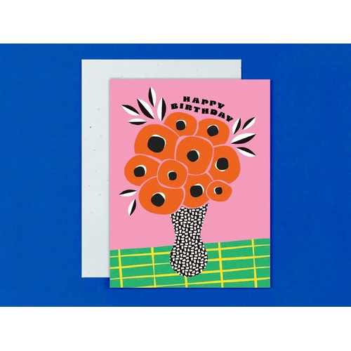 Poppy Birthday Pink Card