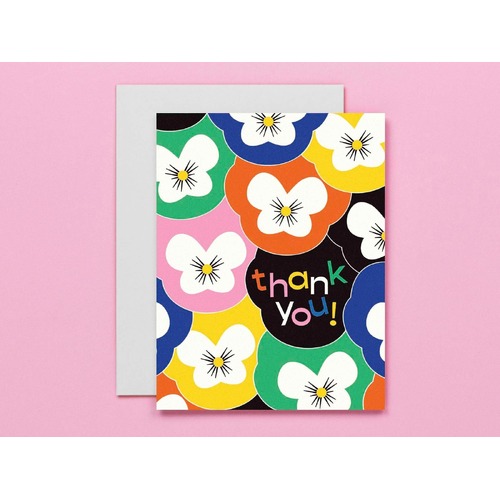 Technicolour pansies Thank You Card