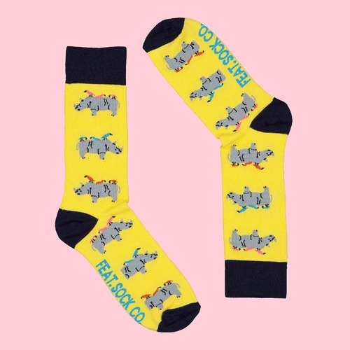 Ladies' Yellow Rhino & Birdy socks