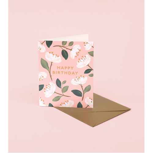 Magnolia Birthday Card Blush