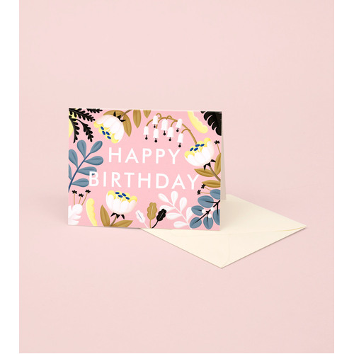 Forest Wildflowers Birthday Card Blush