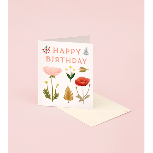 Foraged Blooms Birthday Card Cream