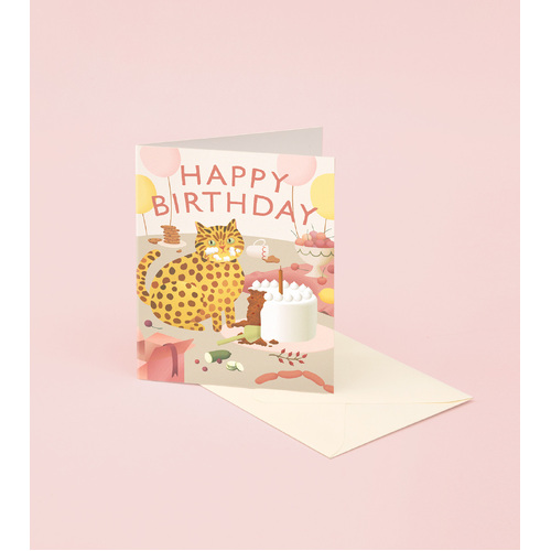 Cat And Birthday Cake Card