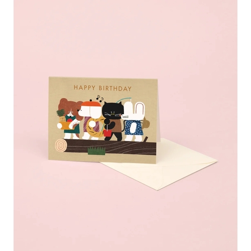 Summer Vacation Animal Birthday Card