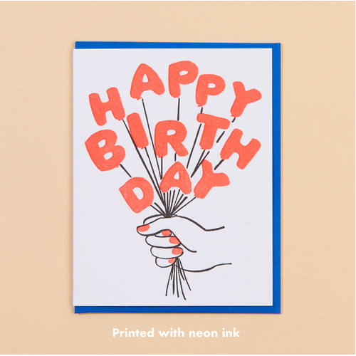 Birthday Balloons Letterpress Card