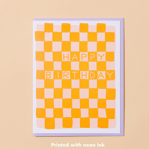 Checker Birthday Letterpress Card