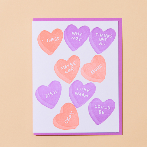 Candy Hearts Letterpress Card
